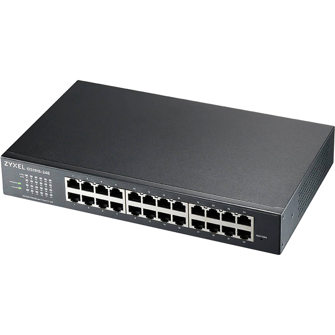 Коммутатор/ Zyxel NebulaFlex GS1915-24E Hybrid Smart L2 Switch, rack 19&quot;, 24xGE, silent (fanless), standalone/cloud management