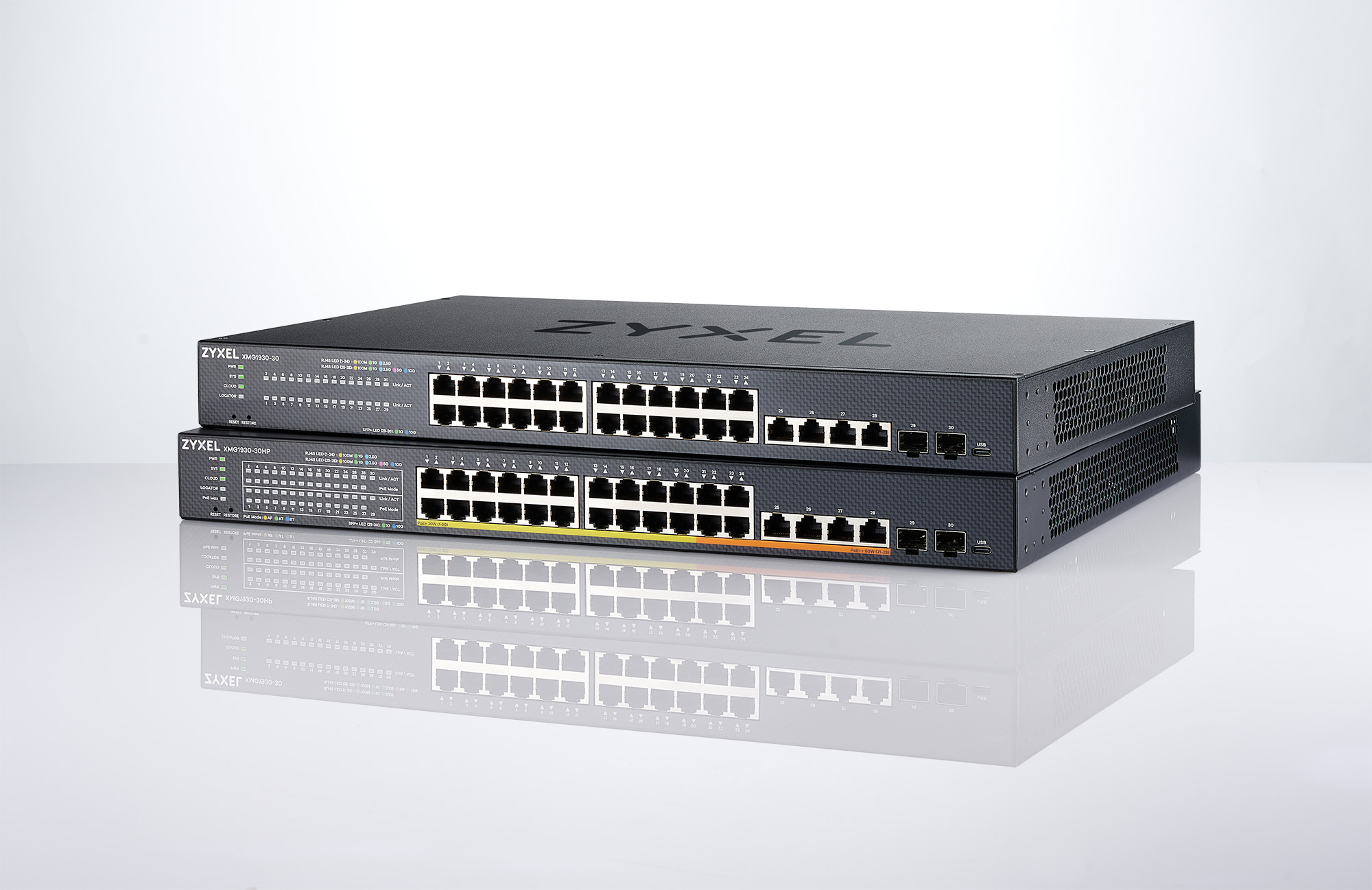 Коммутатор/ Zyxel NebulaFlex XMG1930-30 Hybrid Smart L2+ Switch, rack 19&quot;, 24xRJ-45: 1/2.5G, 4xRJ-45: 1/2.5/5/10G, 2xSFP+, standalone/cloud management