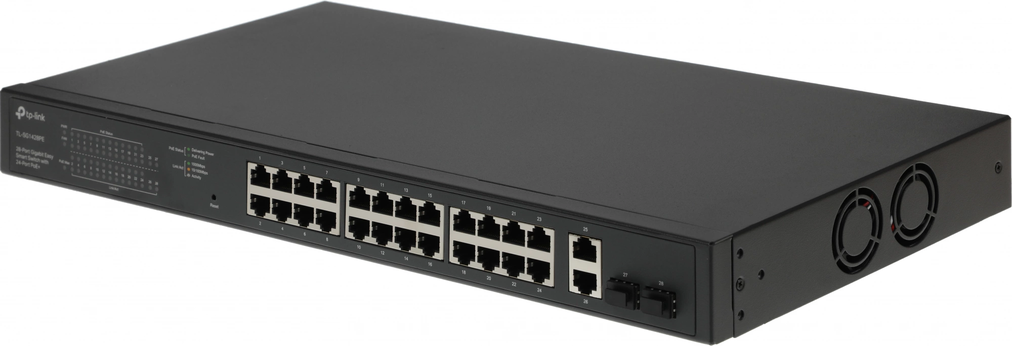 TP-Link TL-SG1428PE Коммутатор Easy Smart с 26 гигабитными портами RJ45 (24 порта PoE+) и 2 портами SFP