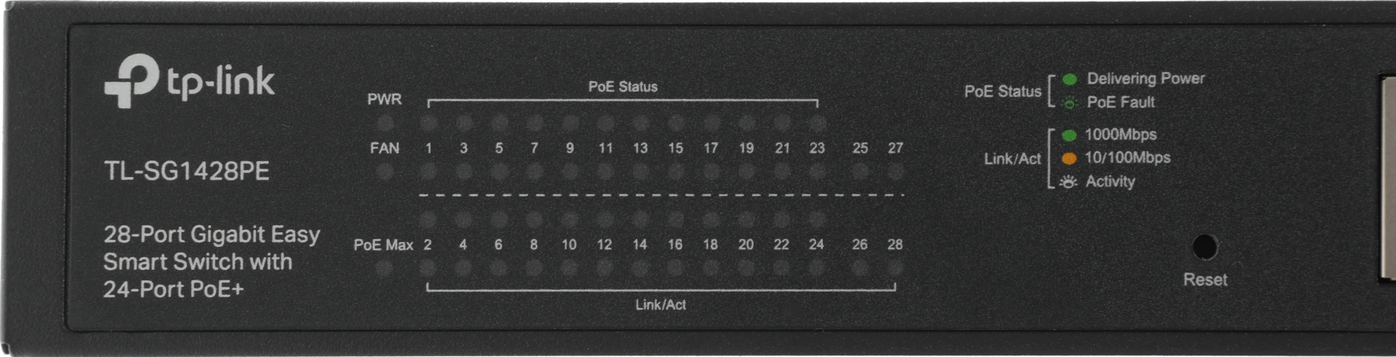 TP-Link TL-SG1428PE Коммутатор Easy Smart с 26 гигабитными портами RJ45 (24 порта PoE+) и 2 портами SFP