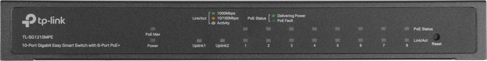 TP-Link TL-SG1210MPE Коммутатор Easy Smart с 9 гигабитными портами RJ45 (8 портов PoE+) и комбинированным портом RJ45/SFP