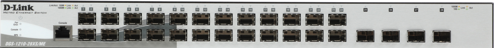 D-Link DGS-1210-28XS/ME/B1A Управляемый L2 коммутатор с 24 портами 100/1000Base-X SFP и 4 портами 10GBase-X SFP+