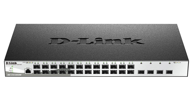 D-Link DGS-1210-28XS/ME/B1A Управляемый L2 коммутатор с 24 портами 100/1000Base-X SFP и 4 портами 10GBase-X SFP+