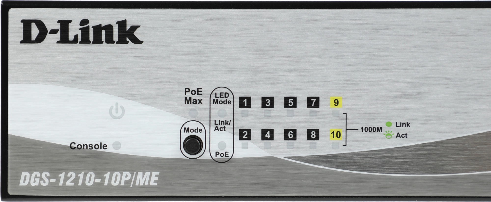 D-Link DGS-1210-10P/ME/B1A Управляемый L2 коммутатор с 8 портами 10/100/1000Base-T и 2 портами 1000Base-X SFP (8 портов PoE 802.3af/at, PoE-бюджет 78 Вт)