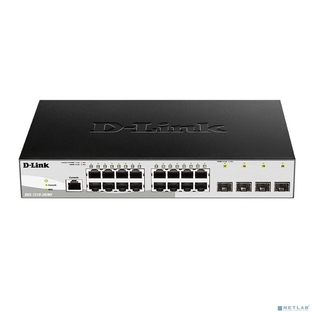 D-Link DGS-1210-20/ME/B1A Управляемый L2 коммутатор с 16 портами 10/100/1000Base-T и 4 портами 1000Base-X SFP