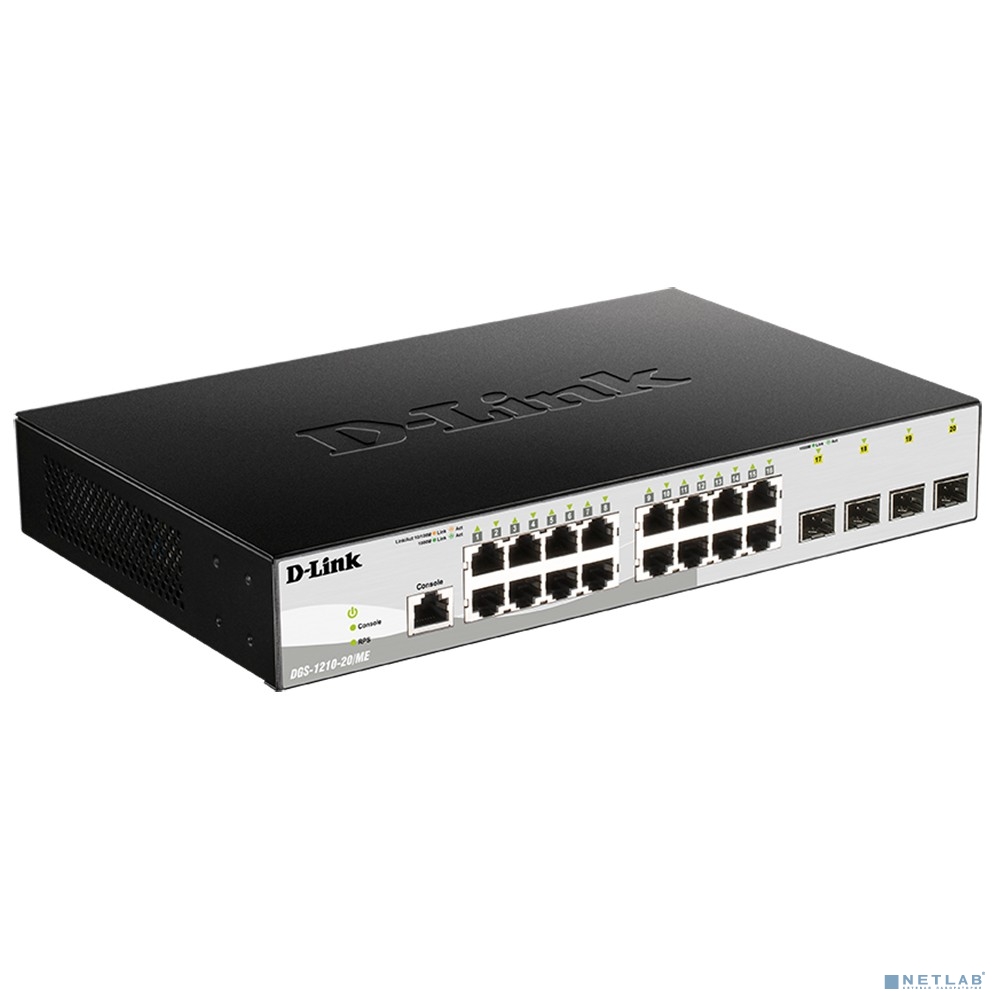 D-Link DGS-1210-20/ME/B1A Управляемый L2 коммутатор с 16 портами 10/100/1000Base-T и 4 портами 1000Base-X SFP
