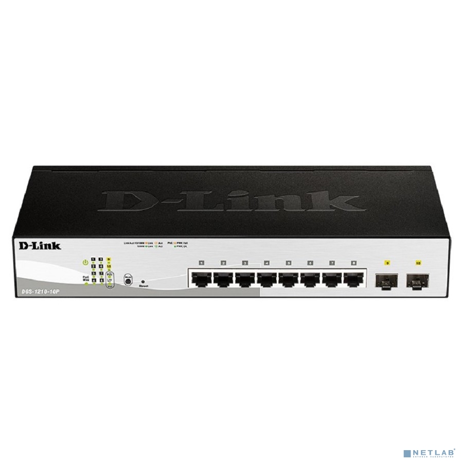 D-Link DGS-1210-10P/FL1A Управляемый L2 коммутатор с 8 портами 10/100/1000Base-T и 2 портами 1000Base-X SFP (8 портов PoE 802.3af/at, PoE бюджет 65 Вт) D-Link DGS-1210-10P/FL1A Управляемый L2 коммутатор с 8 портами 10/100/1000Base-T и 2 портами 1000Base-X SFP (8 портов PoE 802.3af/at, PoE бюджет 65 Вт)