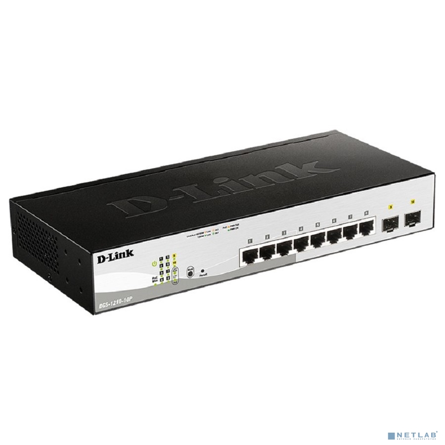 D-Link DGS-1210-10P/FL1A Управляемый L2 коммутатор с 8 портами 10/100/1000Base-T и 2 портами 1000Base-X SFP (8 портов PoE 802.3af/at, PoE бюджет 65 Вт) D-Link DGS-1210-10P/FL1A Управляемый L2 коммутатор с 8 портами 10/100/1000Base-T и 2 портами 1000Base-X SFP (8 портов PoE 802.3af/at, PoE бюджет 65 Вт)