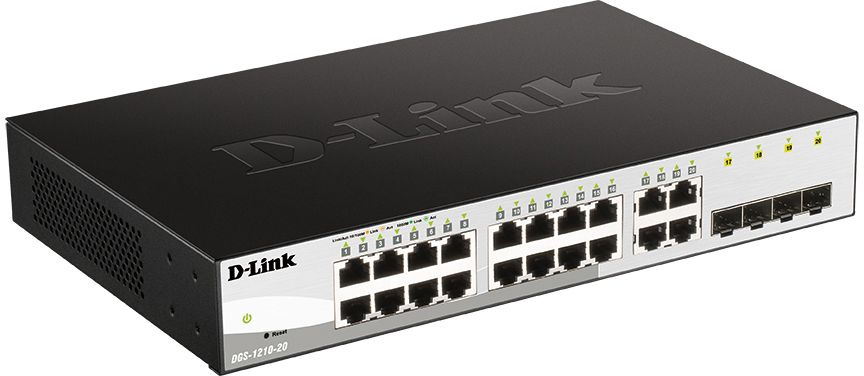 D-Link DGS-1210-20/FL1A Управляемый L2 коммутатор с 16 портами 10/100/1000Base-T и 4 комбо-портами 100/1000Base-T/SFP