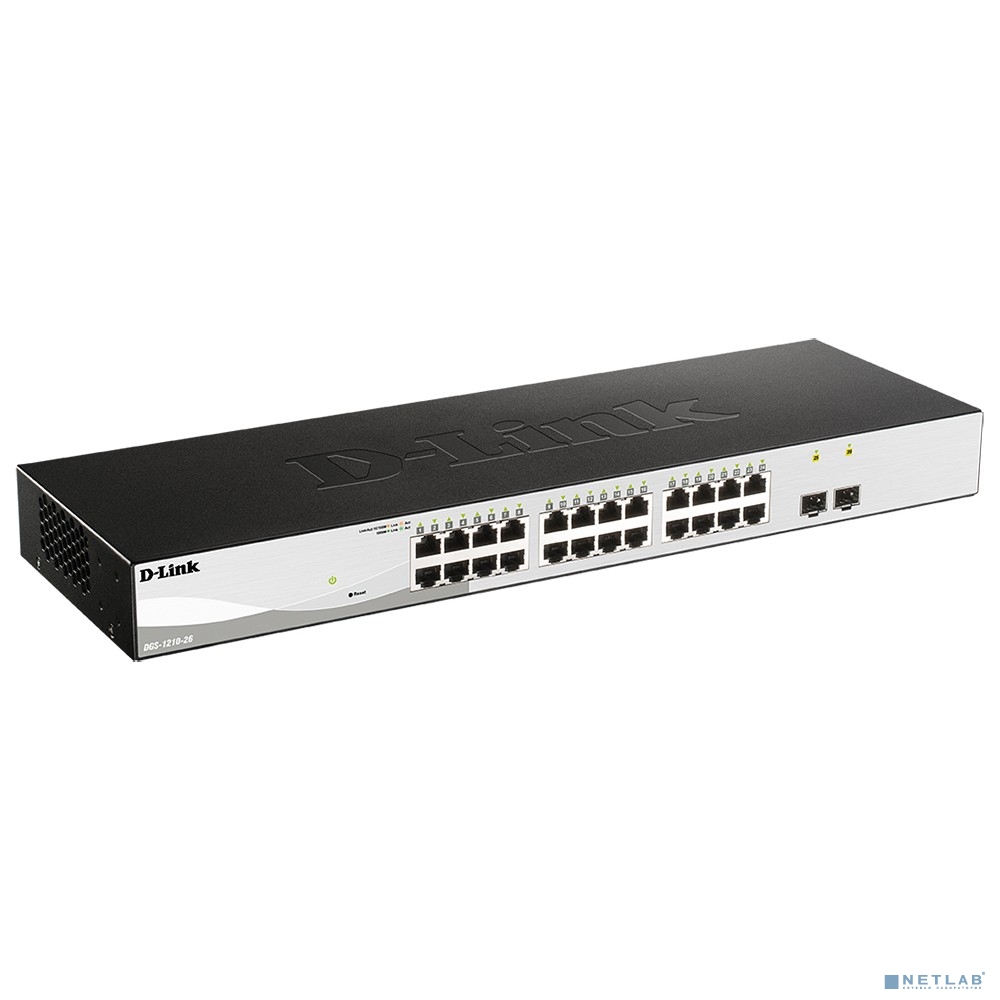 D-Link DGS-1210-26/FL1A Управляемый L2 коммутатор с 24 портами 10/100/1000Base-T и 2 портами 1000Base-X SFP