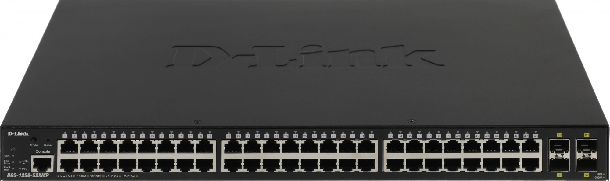 D-Link DGS-1250-52XMP/A1A Управляемый L2 коммутатор с 48 портами 10/100/1000Base-T и 4 портами 10GBase-X SFP+ (48 портов PoE 802.3af/at, PoE-бюджет 370 Вт) D-Link DGS-1250-52XMP/A1A Управляемый L2 коммутатор с 48 портами 10/100/1000Base-T и 4 портами 10GBase-X SFP+ (48 портов PoE 802.3af/at, PoE-бюджет 370 Вт)
