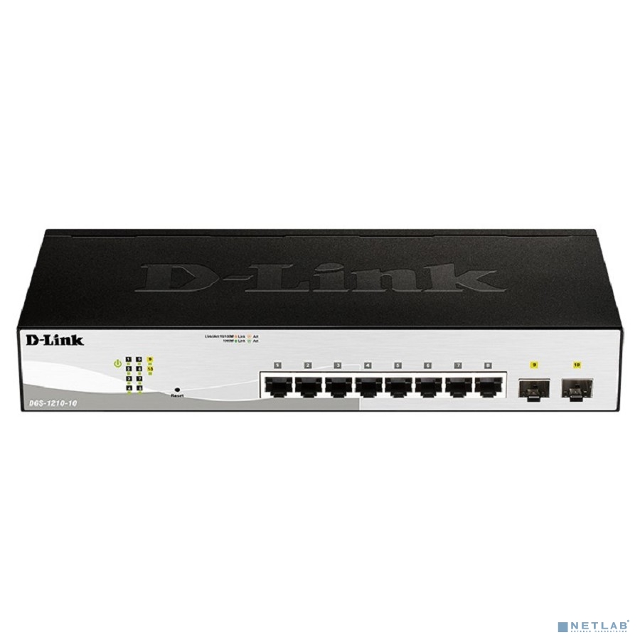 D-Link DGS-1210-10/FL1A Управляемый L2 коммутатор с 8 портами 10/100/1000Base-T и 2 портами 1000Base-X SFP D-Link DGS-1210-10/FL1A Управляемый L2 коммутатор с 8 портами 10/100/1000Base-T и 2 портами 1000Base-X SFP