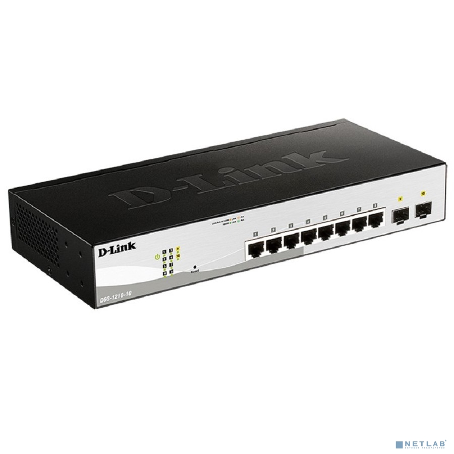 D-Link DGS-1210-10/FL1A Управляемый L2 коммутатор с 8 портами 10/100/1000Base-T и 2 портами 1000Base-X SFP D-Link DGS-1210-10/FL1A Управляемый L2 коммутатор с 8 портами 10/100/1000Base-T и 2 портами 1000Base-X SFP