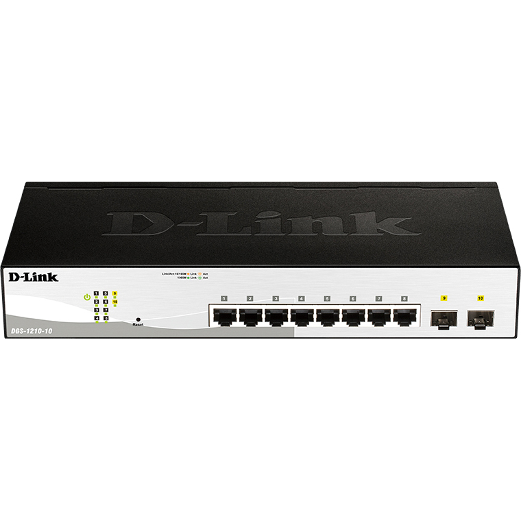 D-Link DGS-1210-10/FL1A Управляемый L2 коммутатор с 8 портами 10/100/1000Base-T и 2 портами 1000Base-X SFP D-Link DGS-1210-10/FL1A Управляемый L2 коммутатор с 8 портами 10/100/1000Base-T и 2 портами 1000Base-X SFP