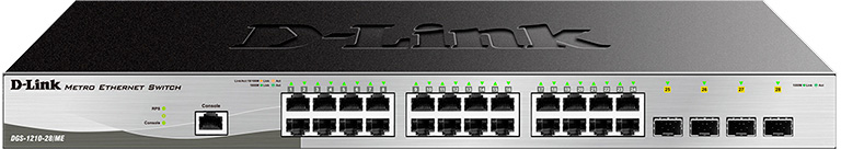 D-Link DGS-1210-28/ME/B2A Управляемый L2 коммутатор, 24x1000Base-T, 4x1000Base-X SFP, AC 220В/DC 12В(с возможностью мониторинга статуса питания коммутатора)