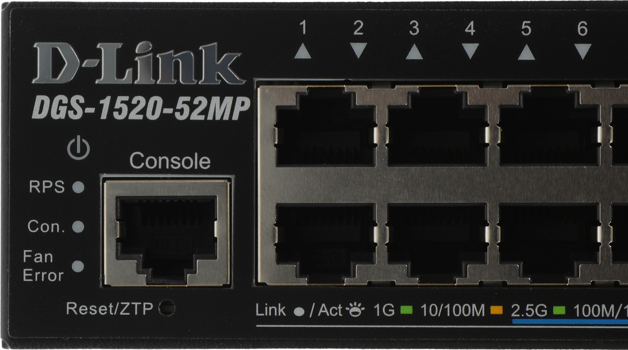 D-Link DGS-1520-52MP/A1A Управляемый L3 стекируемый коммутатор с 44 портами 10/100/1000Base-T, 4 портами 100/1000/2.5GBase-T, 2 портами 10GBase-T и 2 портами 10GBase-X SFP+ (PoE-бюджет 370 Вт)
