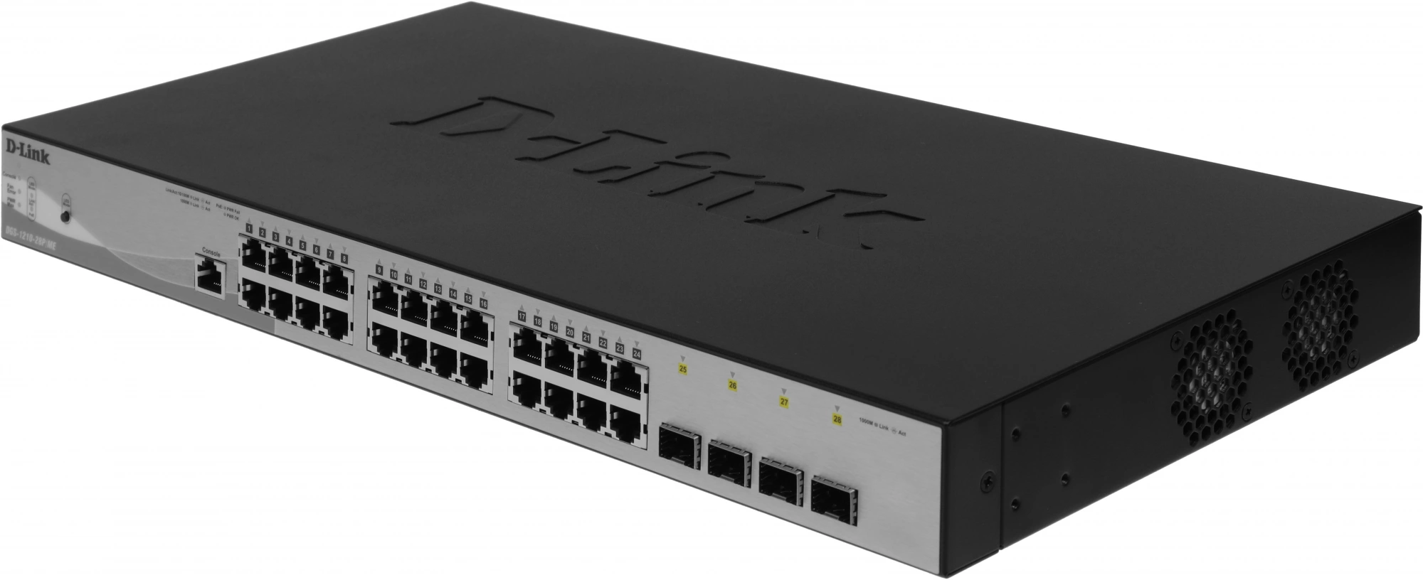 D-Link DGS-1210-28P/ME/B2A Управляемый L2 коммутатор с 24 портами 10/100/1000Base-T и 4 портами 1000Base-X SFP (24 порта PoE 802.3af/at, PoE-бюджет 193 Вт)
