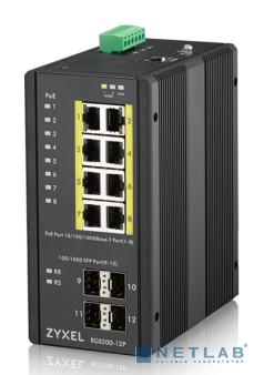 ZYXEL RGS200-12P-ZZ0101F Промышленный L2 PoE+ коммутатор RGS200-12P, 8xGE PoE+, 4xSFP, крепление на стену/DIN-рейку, IP30, два источника питания DC, бюджет PoE 240 Вт ZYXEL RGS200-12P-ZZ0101F Промышленный L2 PoE+ коммутатор RGS200-12P, 8xGE PoE+, 4xSFP, крепление на стену/DIN-рейку, IP30, два источника питания DC, бюджет PoE 240 Вт