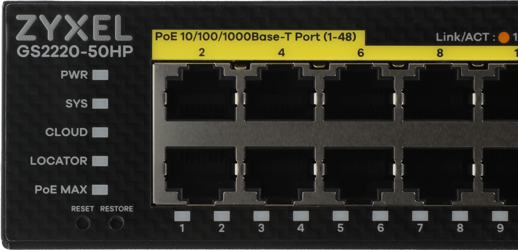 Zyxel NebulaFlex Pro GS2220-50HP, Гибридный L2 коммутатор PoE+ rack 19&quot;, 44xGE PoE+, 4xCombo (SFP/RJ-45 PoE+), 2xSFP, бюджет PoE 375 Вт, автономное/облачное управление