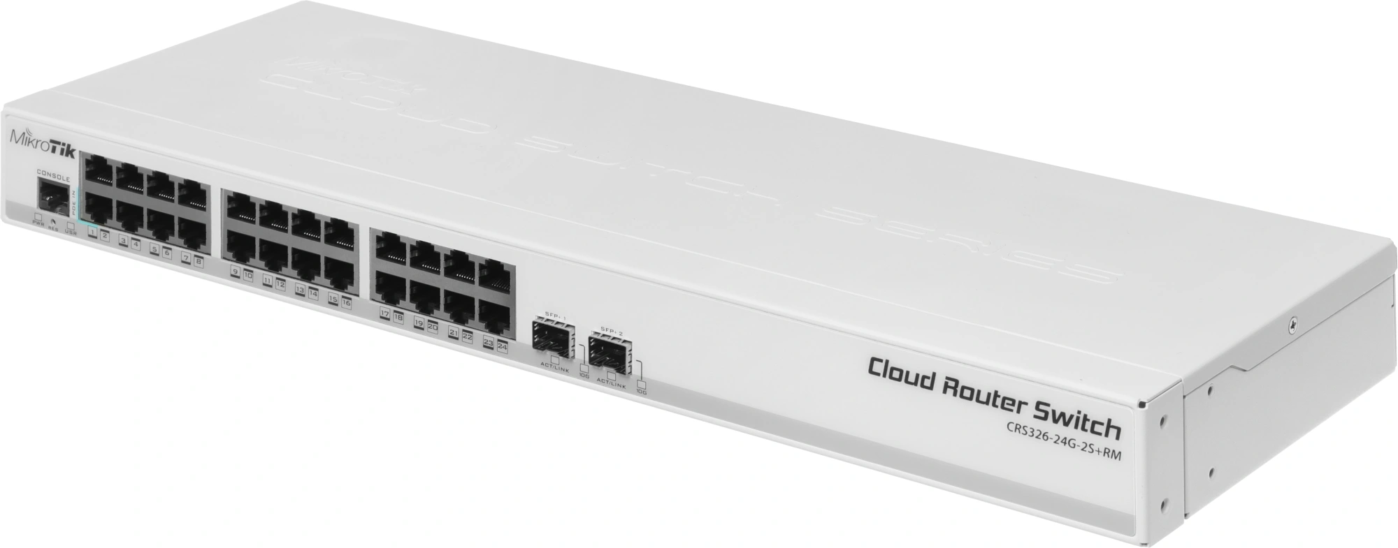 MikroTik CRS326-24G-2S+RM Коммутатор Cloud Router Switch 326-24G-2S+RM with RouterOS L5, 1U rackmount enclosure