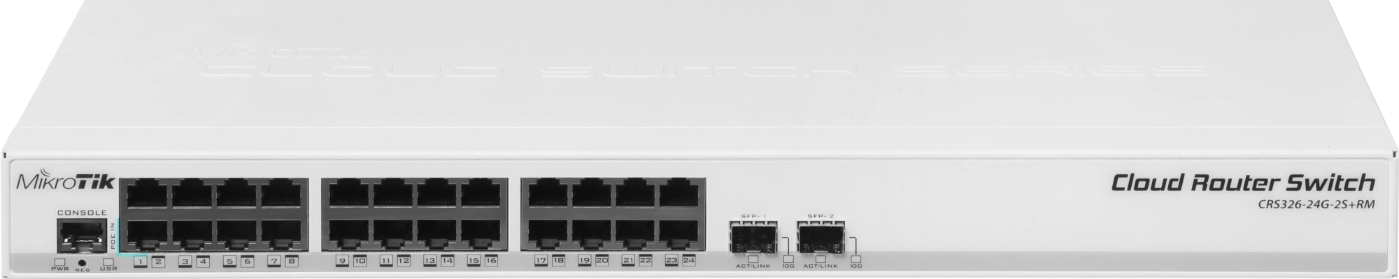 MikroTik CRS326-24G-2S+RM Коммутатор Cloud Router Switch 326-24G-2S+RM with RouterOS L5, 1U rackmount enclosure