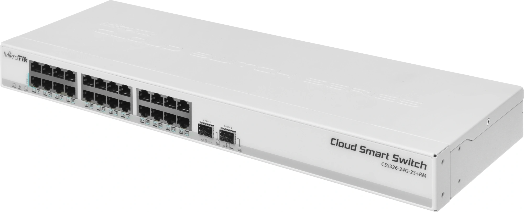 MikroTik CSS326-24G-2S+RM Коммутатор управляемый, L2 24х Gigabit RJ45, 2х SFP+