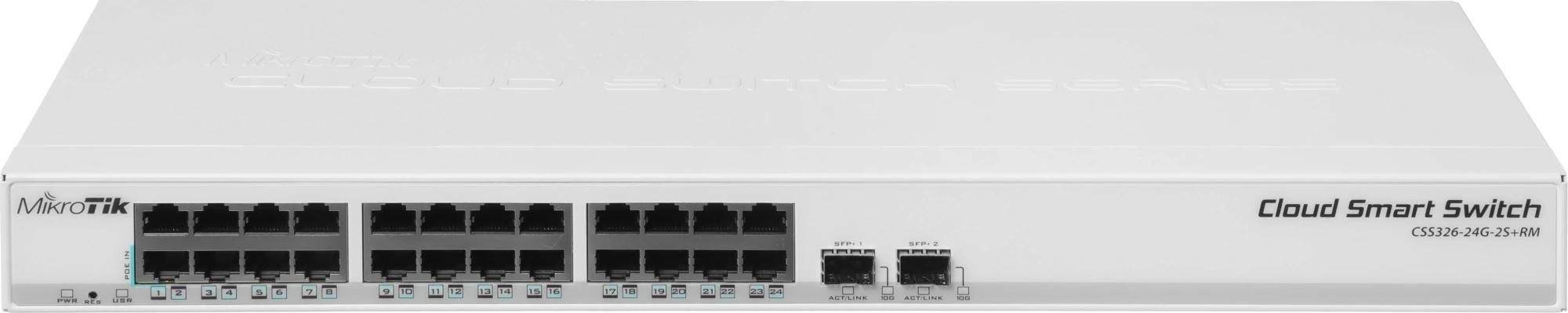 MikroTik CSS326-24G-2S+RM Коммутатор управляемый, L2 24х Gigabit RJ45, 2х SFP+