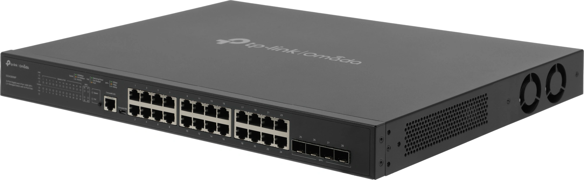 TP-Link TL-SG3428XMP Управляемый коммутатор JetStream уровня 2+ с 24 гигабитными портами RJ45 и 4 портами SFP+