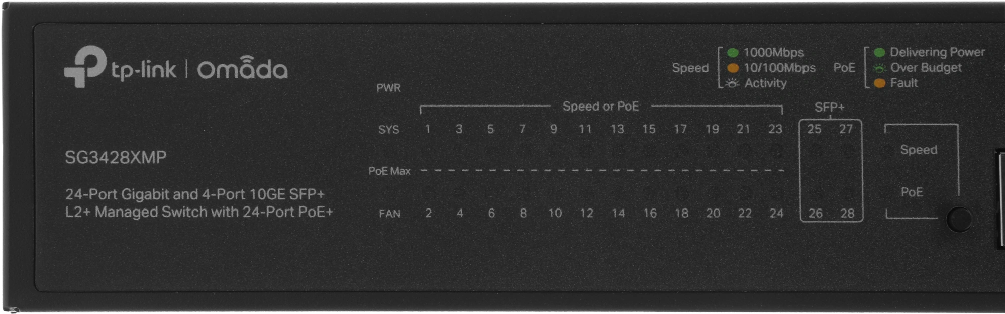 TP-Link TL-SG3428XMP Управляемый коммутатор JetStream уровня 2+ с 24 гигабитными портами RJ45 и 4 портами SFP+