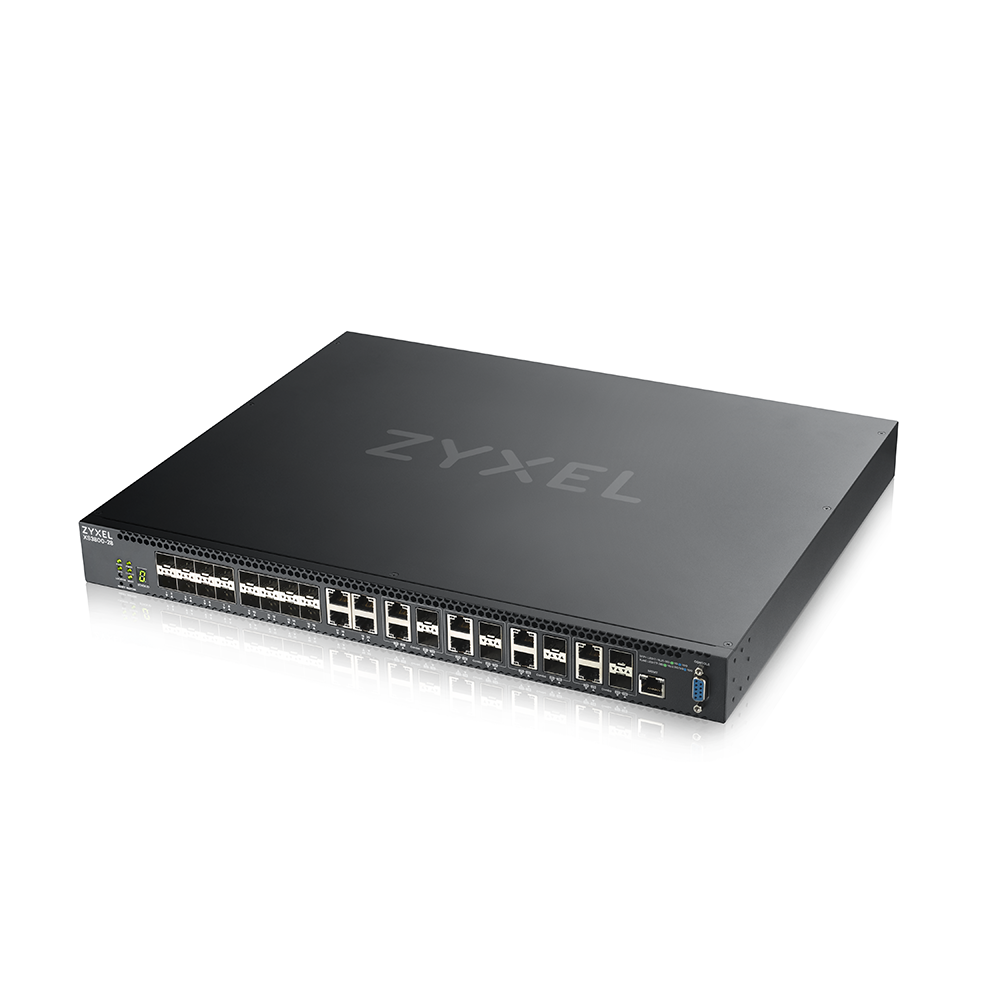 ZYXEL XS3800-28-ZZ0101F L2+ коммутатор Zyxel XS3800-28, 4xRJ-45: 1/2,5/5/10G, 8xCombo (SFP: 1/10G, RJ-45: 1/2,5/5/10G), 16xSFP+, 2 источника питания AC