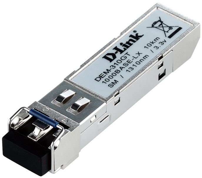 D-Link 310GT/A1A SFP-трансивер с 1 портом 1000Base-LX для одномодового оптического кабеля (до 10 км, разъем Duplex LC)