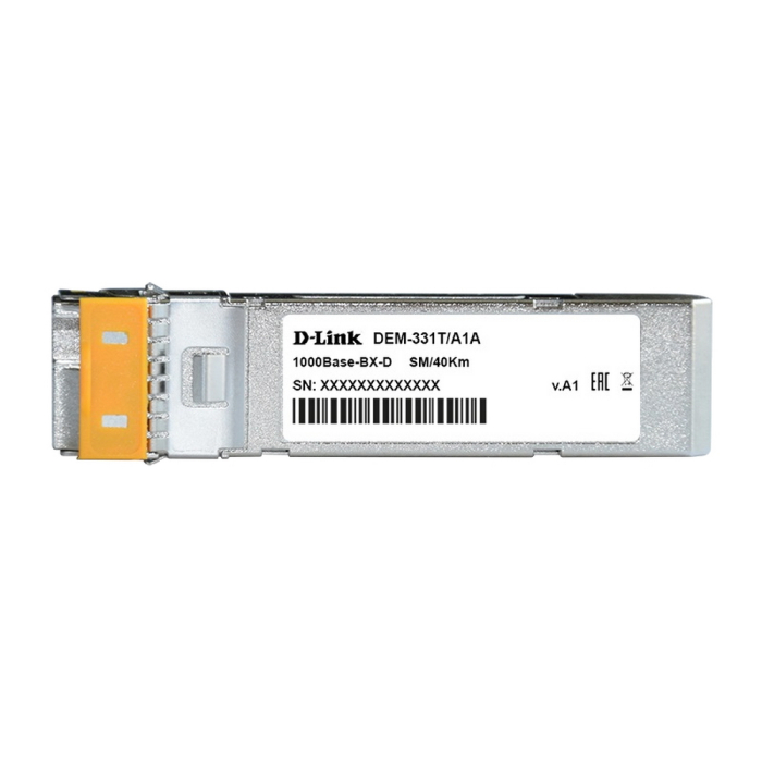 D-Link 331T/40KM/A1A WDM SFP-трансивер с 1 портом 1000Base-BX-D (Tx:1550 нм, Rx:1310 нм) для одномодового оптического кабеля 40 км