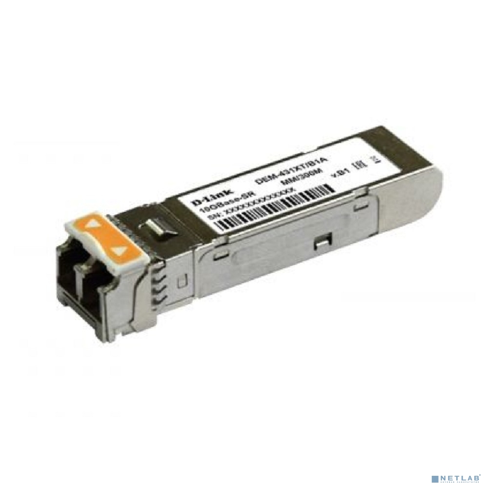 D-Link 431XT/B1A  PROJ Трансивер SFP+ с 1 портом 10GBase-SR для многомодового оптического кабеля (до 300 м, разъем Duplex LC)