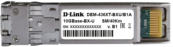 D-Link 436XT-BXU/40KM/B1A PROJ WDM трансивер SFP+ с 1 портом 10GBase-BX-U (Tx:1270 нм, Rx:1330 нм) для одномодового оптического кабеля (до 40 км, разъем Simplex LC) D-Link 436XT-BXU/40KM/B1A PROJ WDM трансивер SFP+ с 1 портом 10GBase-BX-U (Tx:1270 нм, Rx:1330 нм) для одномодового оптического кабеля (до 40 км, разъем Simplex LC)