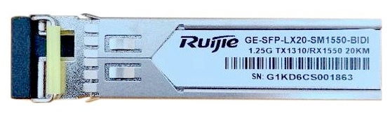 Ruiji Reyee GE-SFP-LX20-SM1550-BIDI 1000BASE-LX, SFP Transceiver, BIDI-TX1550/RX1310,20km,LC