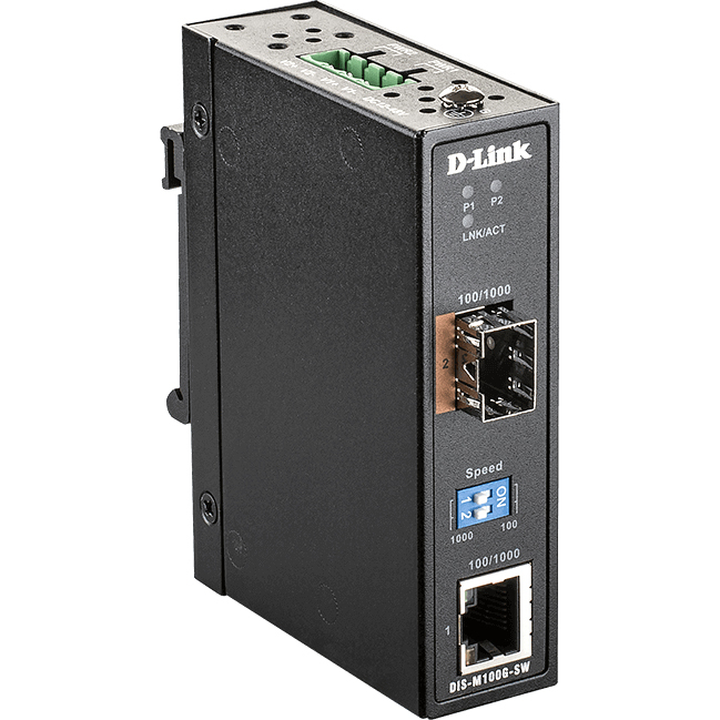 D-Link DIS-M100G-SW/A1A Промышленный медиаконвертер с 1 портом 100/1000Base-T и 1 портом 100/1000Base-X SFP