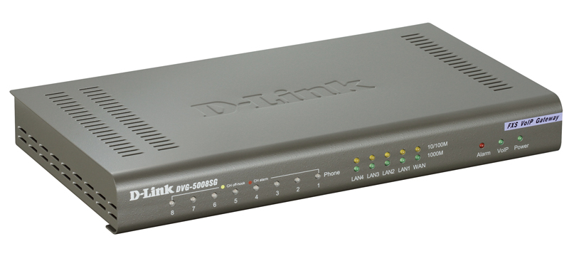 D-Link DVG-5008SG/A1A PROJ Голосовой шлюз с 8 FXS-портами, 1 WAN-портом 10/100/1000Base-T и 4 LAN-портами 10/1000Base-T