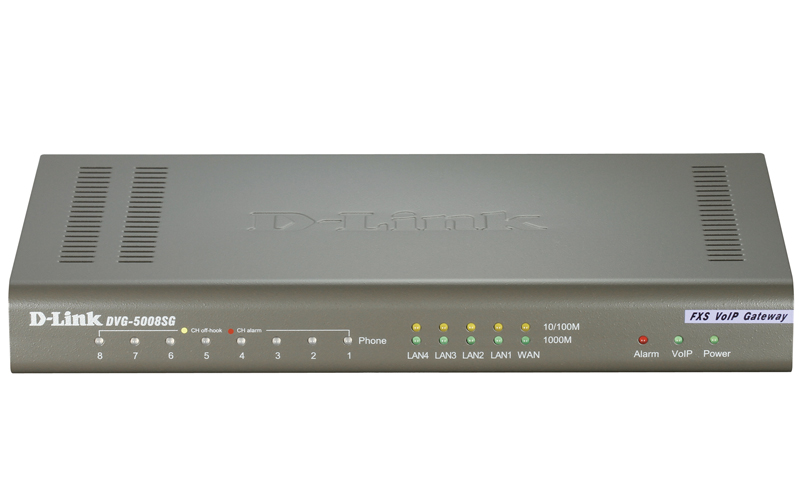 D-Link DVG-5008SG/A1A PROJ Голосовой шлюз с 8 FXS-портами, 1 WAN-портом 10/100/1000Base-T и 4 LAN-портами 10/1000Base-T