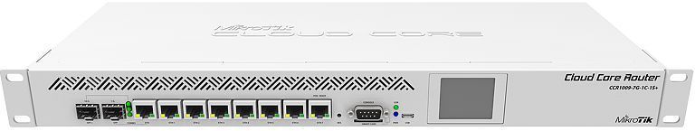 MikroTik CCR1009-7G-1C-1S+ Маршрутизатор (9-cores, 1.2Ghz per core), 2GB RAM, 7xGbit LAN, 1x Combo port (1xGbit LAN or SFP), 1x SFP+ cage, RouterOS L6, 1U rackmount case, Dual PSU, LCD pa