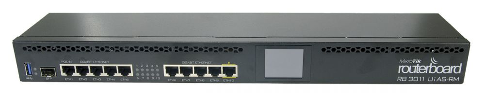 MikroTik RB3011UiAS-RM Маршрутизатор RouterOS License:5,Память: 1GB,Порты:(10) 10/100/1000 Ethernet ports