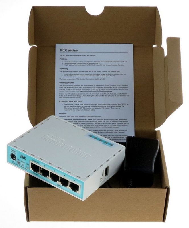 MikroTik RB750Gr3 hEX Маршрутизатор гигабитный высокопроизводительный Ethernet with power supply and case 5 port 10/100/1000