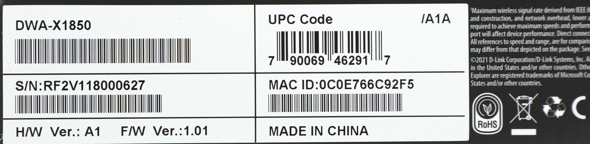 D-LINK DWA-X1850/A1A