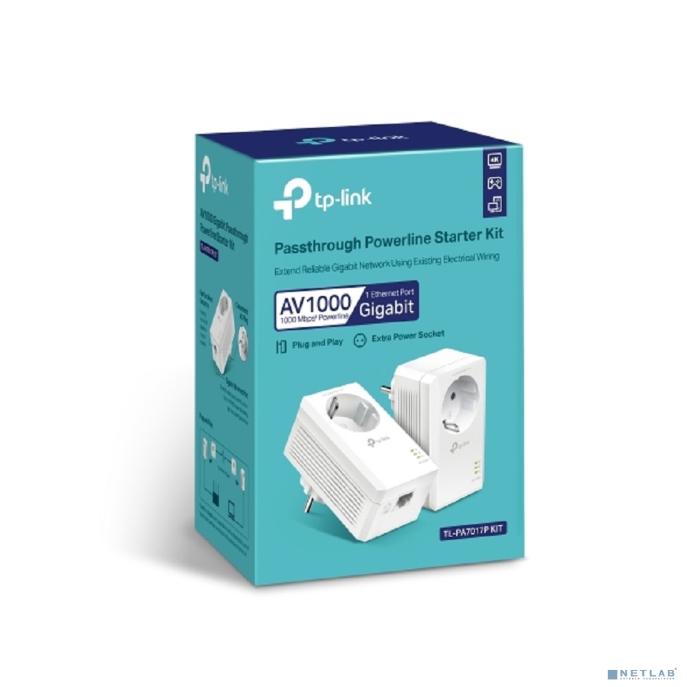 TP-Link TL-PA7017P KIT AV1000 Комплект гигабитных адаптеров Powerline со встроенной розеткой TP-Link TL-PA7017P KIT AV1000 Комплект гигабитных адаптеров Powerline со встроенной розеткой