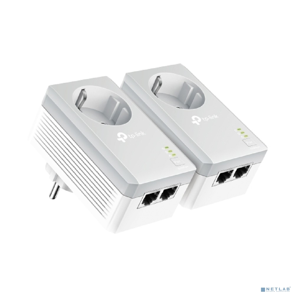 TP-Link TL-PA4020P KIT AV600 Комплект 2-портовых адаптеров Powerline со встроенной розеткой