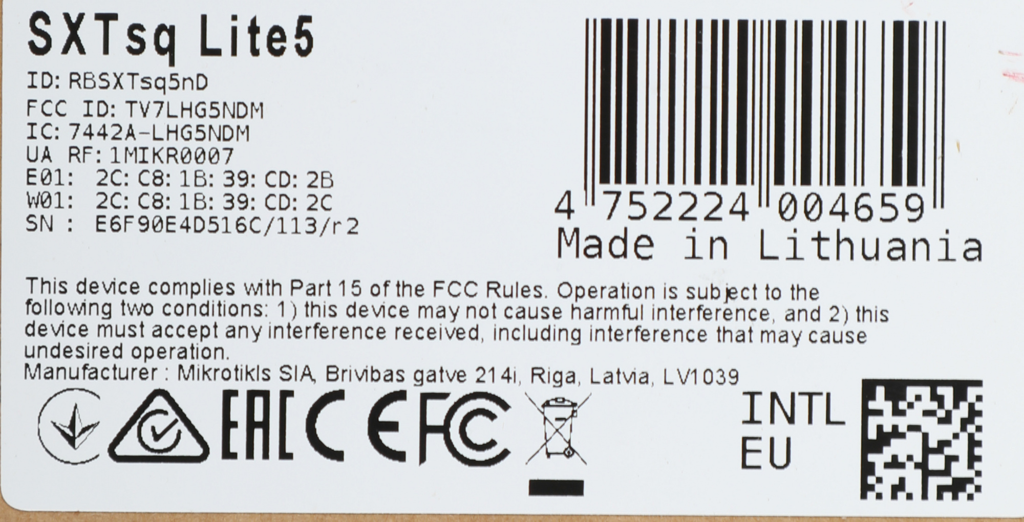 MIKROTIK RBSXTsq5nD