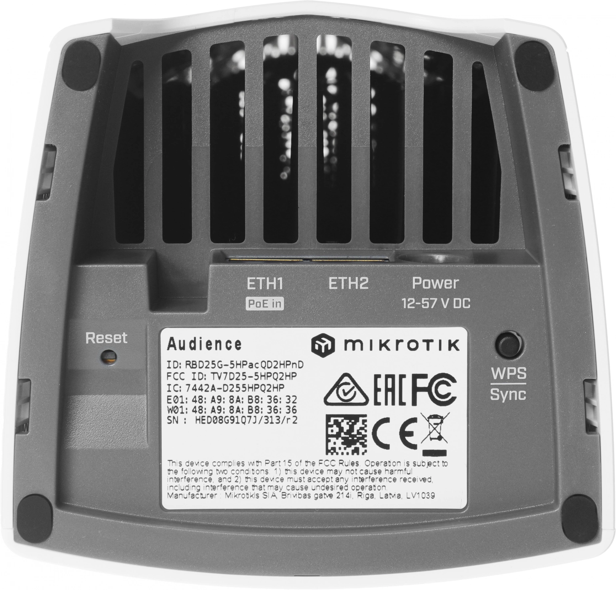 MikroTik RBD25G-5HPacQD2HPnD Mesh-точка доступа Audience, 3 диапазона, 802.11ac, 256MB RAM, 2x Gigabit LAN