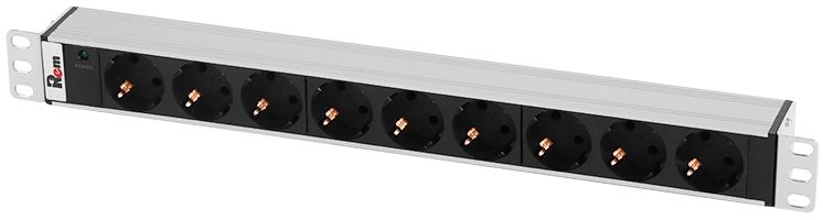 ЦМО Блок розеток Rem-10 без шнура с инд., 9 Schuko, вход IEC 60320 C14, 10A, алюм., 19&quot; (R-10-9S-I-440-Z)