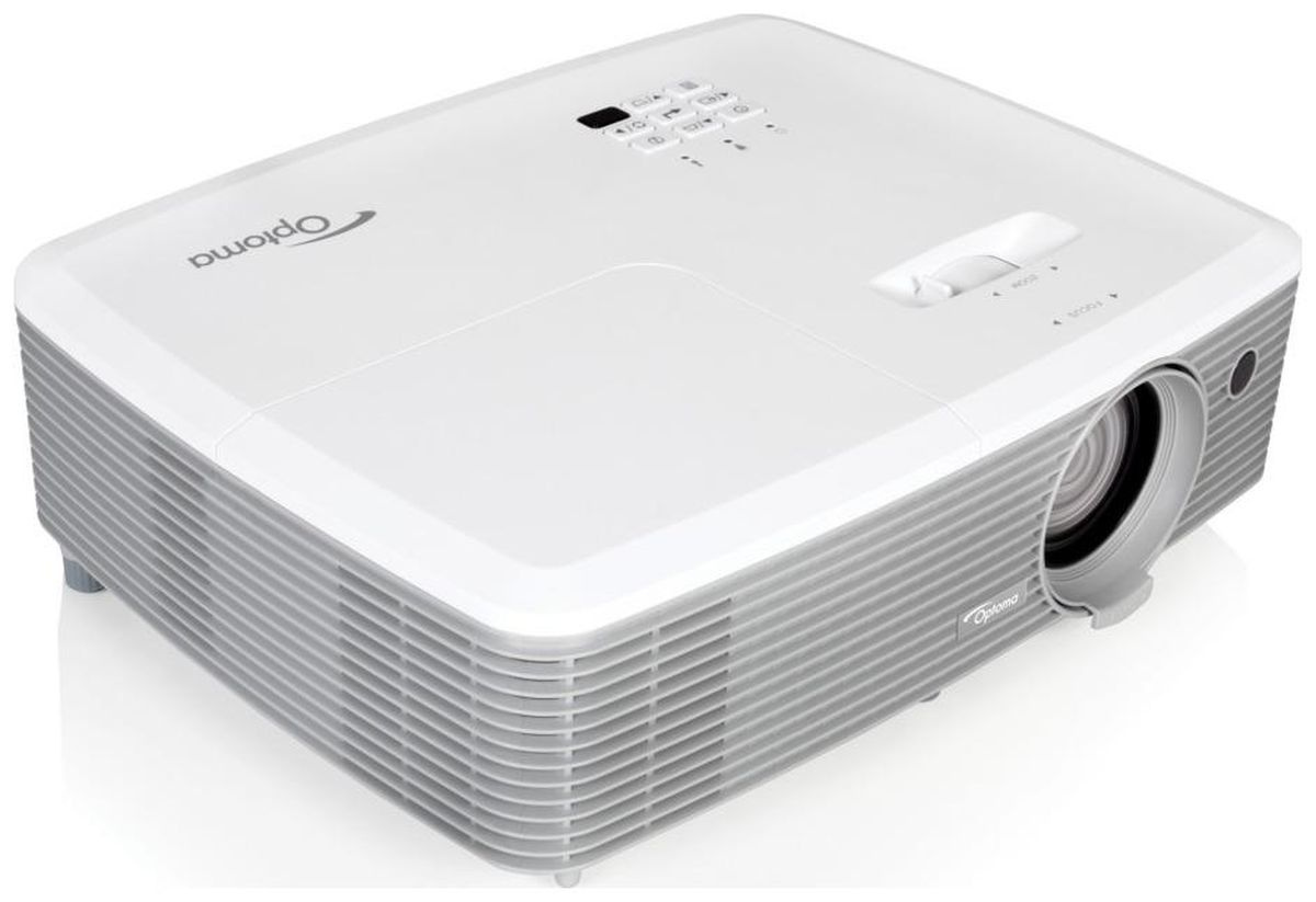 Optoma EH400 [95.78E01GC0E] Проектор {DLP 1920x1080 4000Lm, 22000:1; TR 1.47 - 1.63:1; HDMI x2; MHL; VGA IN; Composite; Audio IN 3,5mm; VGA Out; Audio Out; RS232; USB A Power (5V-1A); 2W}