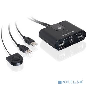 ATEN US224-(AT) Переключатель, электрон., USB, 2 User > 2 устройства + клавиатура + мышь, 2 USB A-тип > 4 USB A-тип, Male > Female, со встроен. шнурами 2х1.2м., (USB 2.0)