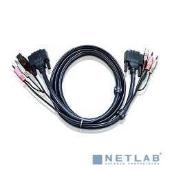 ATEN 2L-7D03U Шнур, мон+клав+мышь USB + аудио, DVI-D Single Link+USB A-Тип + 2x mini Jack(3,5мм)=>DVI-D Single Link+USB B-Тип+ 2x miniJack(3,5мм), Male-Male, опрессованный, 3 метр., черный